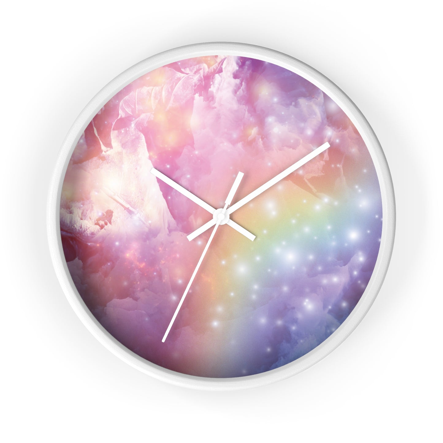 Pastel Rainbow Galaxy Wall Clock | Size 10x10 Home Decor