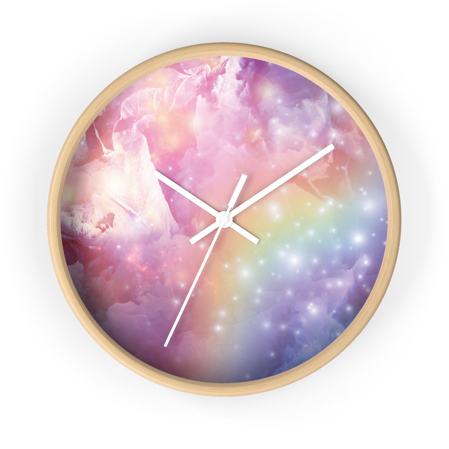 Pastel Rainbow Galaxy Wall Clock | Size 10x10 Home Decor