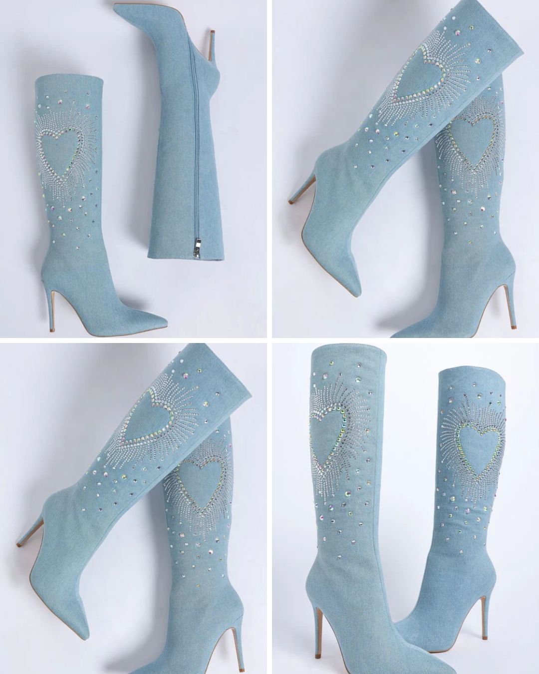 Crystal-Embellished Stiletto Boots