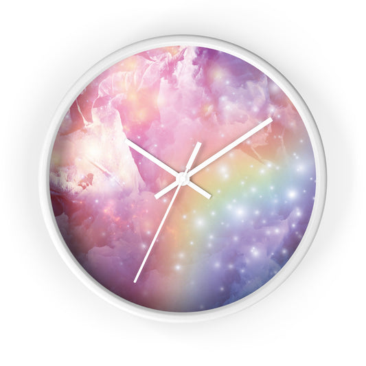 Pastel Rainbow Galaxy Wall Clock | Size 10x10 Home Decor