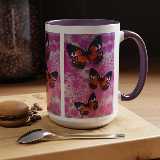 Happiness is a Cool Girl Butterfly Mug with Accent Handle | 2 sizes