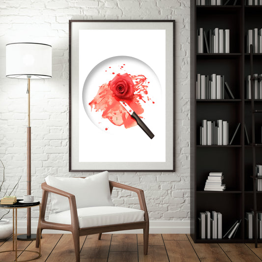 A Red Romance | Red Rose Minimalistic Decor |  Matte Poster (Frame Not Included)