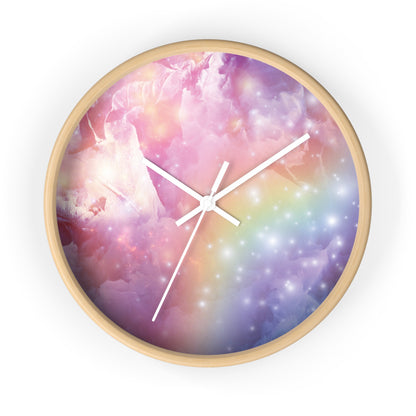Pastel Rainbow Galaxy Wall Clock | Size 10x10 Home Decor