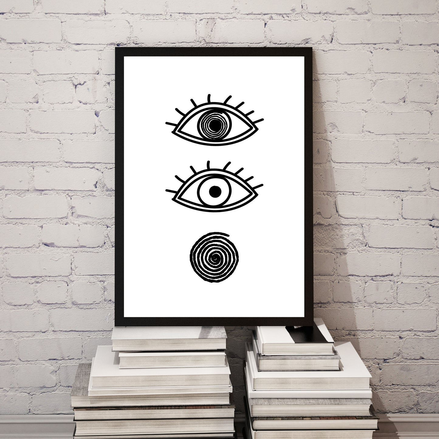 Crazy Eyes | Minimalistic Black and White Home Decor | Matte Poster (Frame Not Included)