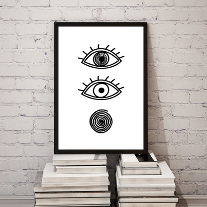 Crazy Eyes | Minimalistic Black and White Home Decor | Matte Poster (Frame Not Included)