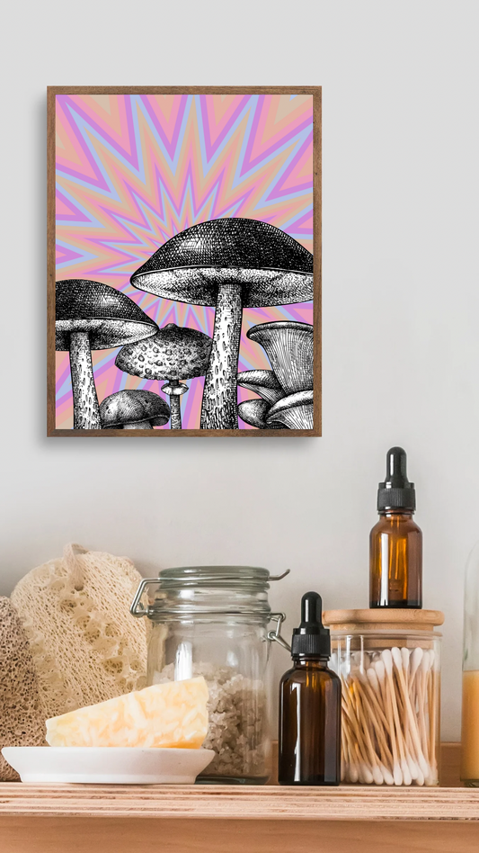 Off the Shrooms | Trippy Hippy Statement Piece | Matte Poster