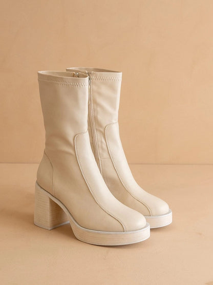The Josephine Beige | Platform Short Boots