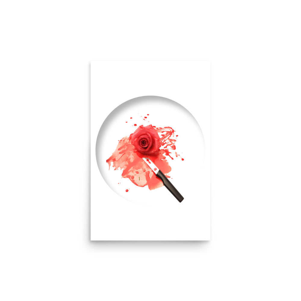 A Red Romance | Red Rose Minimalistic Decor |  Matte Poster (Frame Not Included)