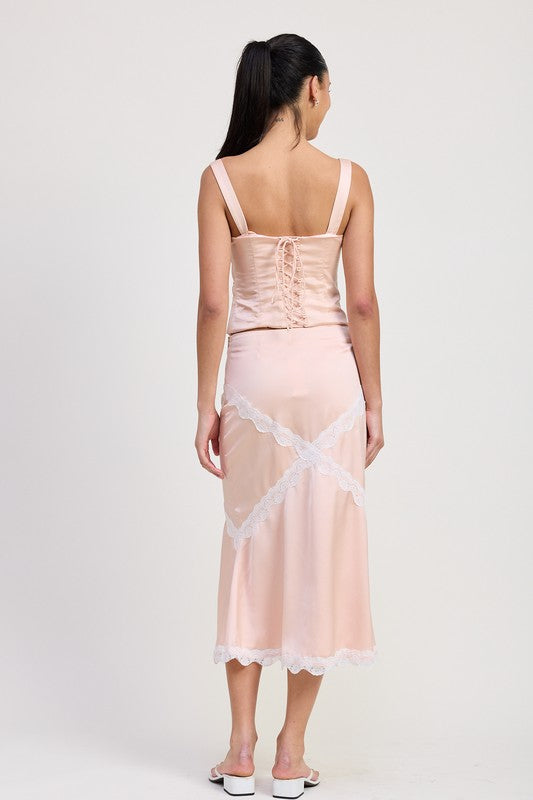 Romance in Venice Satin Bustier Lace Cami Top