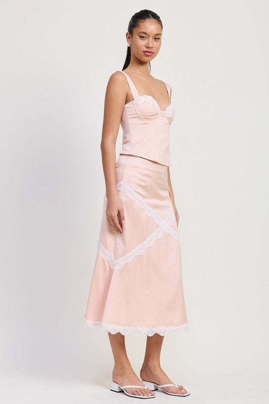 Romance in Venice Satin Bustier Lace Cami Top