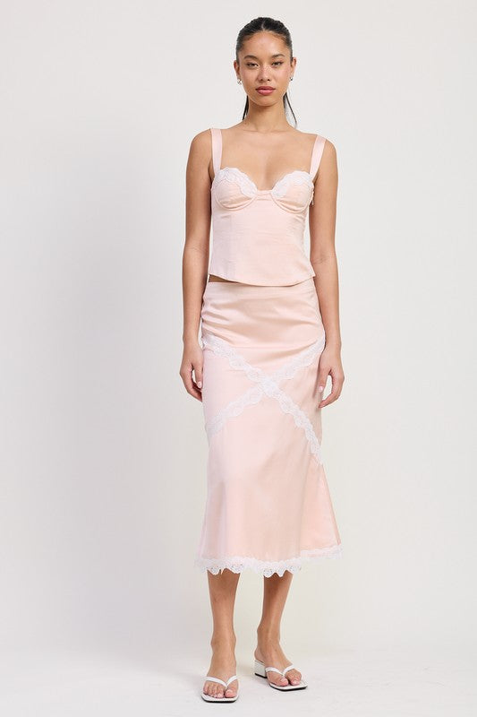 Romance in Venice Satin Bustier Lace Cami Top