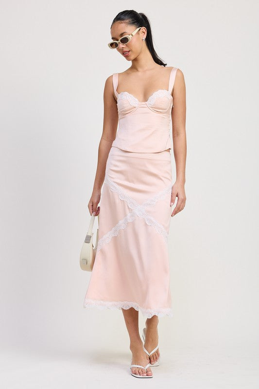 Romance in Venice Satin Bustier Lace Cami Top