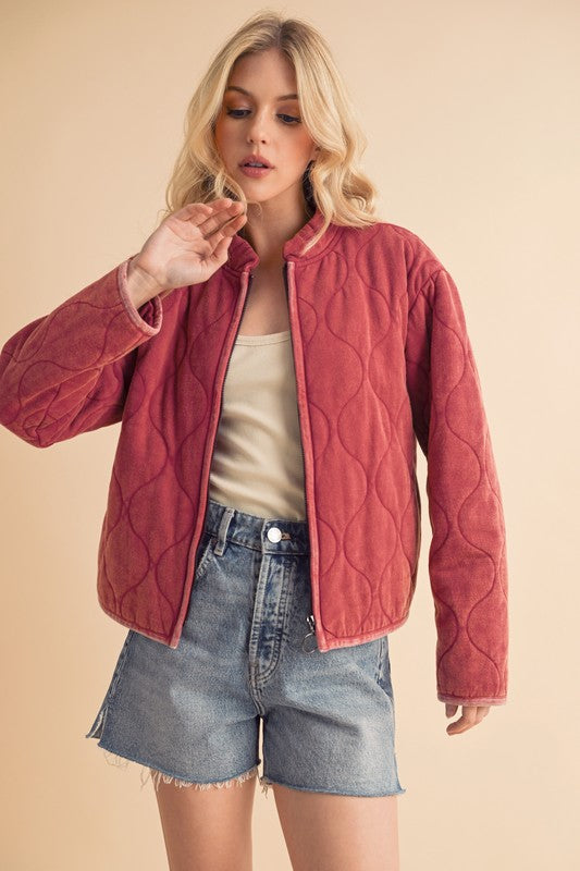 WINE / S Cabin Nights Quilted Jacket